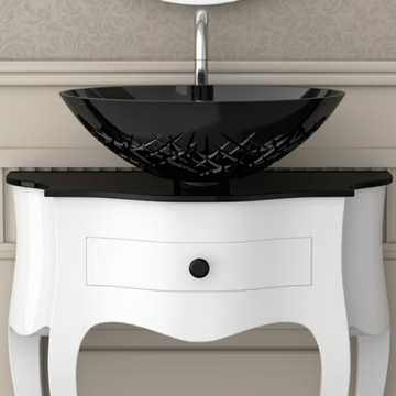 LEONARDO CANTO WHITE ICE OVAL SMALL - Floor-standing wooden console sink by Glass Design - view 3